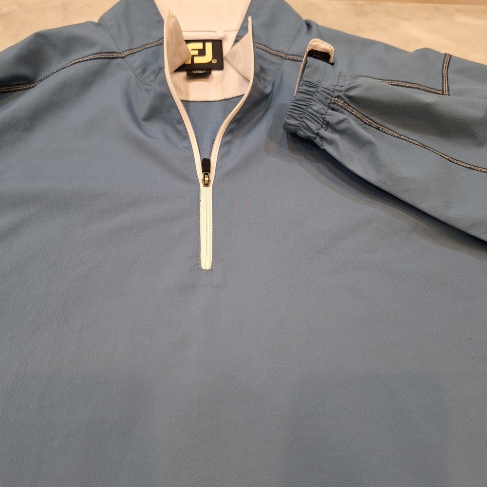 FootJoy Quarter Zip Pullover Mens L Blue White Golf Windbreaker Jacket CA28544